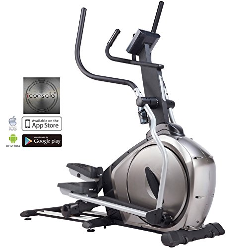 AsVIVA E3 Pro Ellipsentrainer/Crosstrainer, App & Bluetooth Kompatibel, Magnetbremse und Multifunktionscomputer und LCD Anzeige, Silber