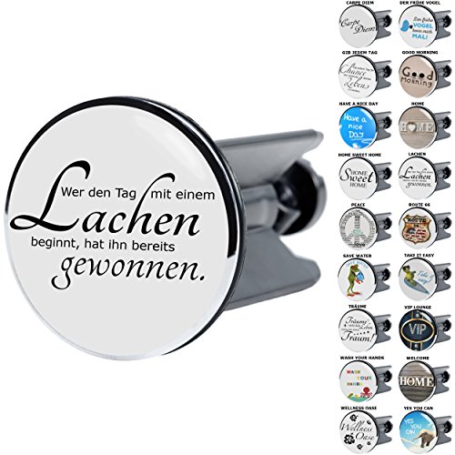 Waschbeckenstöpsel mit Sprüchen | große Auswahl | passend für alle handelsüblichen Waschbecken (Lachen)