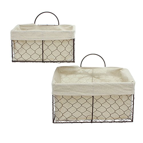 Metall-Wandkorb im 2er Set in trendiger Rost-Optik