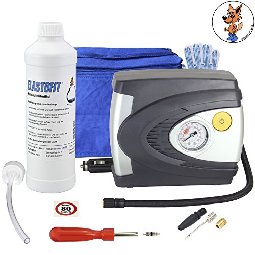 ELASTOFIT Reparaturset / Reifenpannenset für PKW inkl. Kompressor