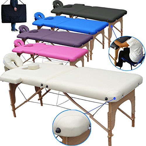 Beltom Mobile Massagetisch Massageliege Massagebank 2 zonen klappbar THERAPIELIEGE +TA. - Creme