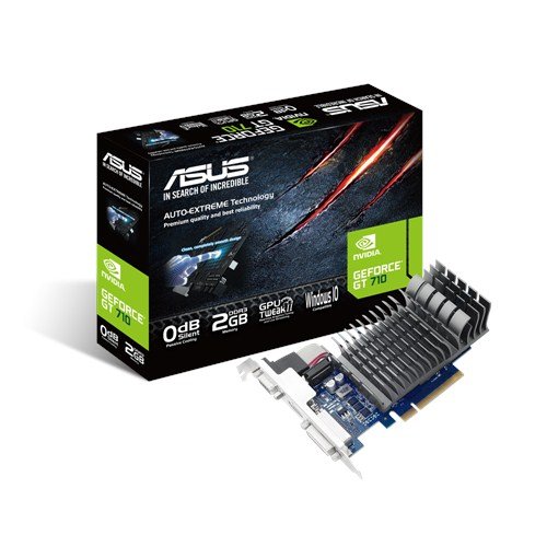 Asus GT710-2-SL Nvidia GeForce Grafikkarte (2GB DDR3 Speicher, PCIe 2.0, HDMI, DVI)