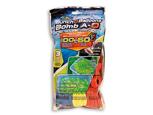 BC direkt 100 Wasserbomben schnell, BunchOBalloons Wasserbomben original, selbstschließend ohne Knoten (blau gelb rot)