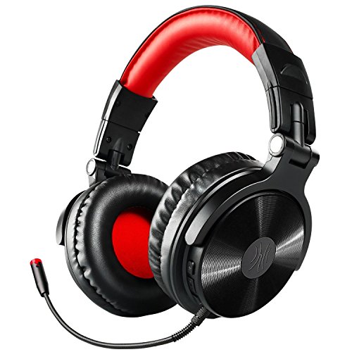 OneOdio Bluetooth Kopfhörer, Kabellos Over Ear Headset mit abnehmbare Mikrofon & Dual 50mm Treiber, 30 Stunden Spielzeit, DJ Kopfhörer (mit abnehmbare Mikrofon, Schwarz Rot)