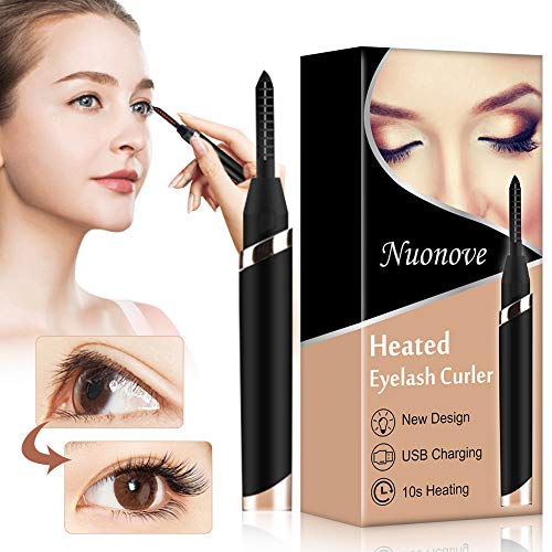 Beheizbare Wimpernzange, Heizbare wimpernzange, Heated Eyelash Curler, Warme wimpernzange, Portable Elektrische Wimpernzange für Geschwungene Wimpern, Schwarz