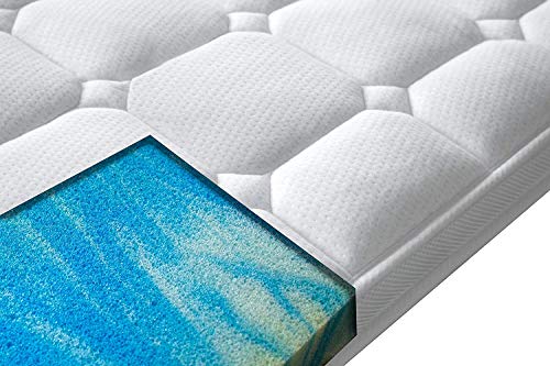 PAARA Royal-WS Matratzenauflage Gelschaum Memory Topper mit 7-8cm Gesamthöhe und Raumgewicht RG 50 mit GELAX (80 x 190 cm)