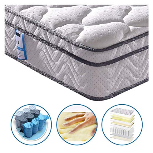 Matratze 90x200 7-Zonen Federkernmatratze Vesgantti Taschenfederkernmatratze Mittelfeste Orthopädischem Tonnentaschenfederkernmatratze 10 Jahre Garantie(H3, Box-top 26cm)