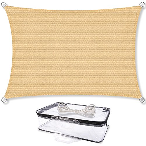 Sonnensegel Sonnenschutz Garten | UV-Schutz wetterbeständig HDPE atmungsaktiv | CelinaSun 0011667 | Rechteck 2 x 3 m sand-beige