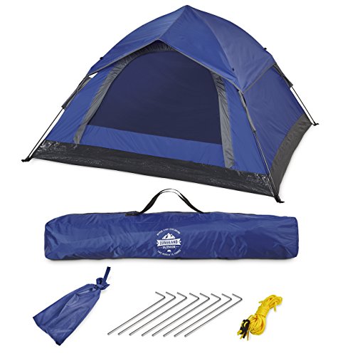 Lumaland Outdoor Leichtes Pop up Wurfzelt 3 Personen Zelt Camping Festival Etc. 210 x 190 x 110 cm Robust Blau