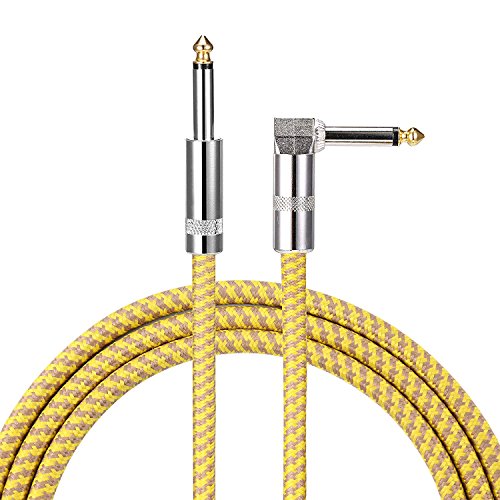 Asmuse Instrumentenkabel E Bass Gitarre Kabel Rechtwinkliger Gtarrenkabel Profesionell Lärmschutz 6.3mm 1/4 Zoll für Gitarre Bass Keyboards Amps (3m Gelb)