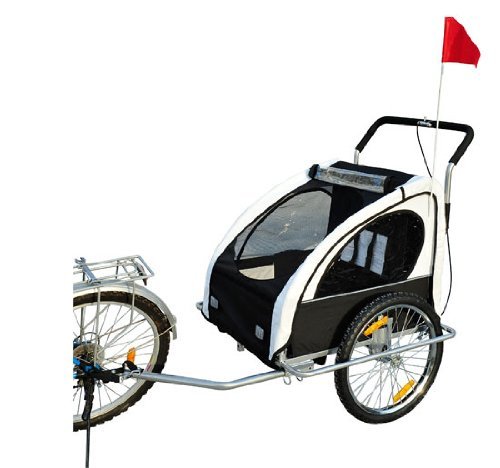 Homcom 5664-0086wbn 2 in 1 Jogger Kinderanhänger Fahrradanhänger Kinder Radanhänger 5 Farben zur Auswahl, weiß/schwarz