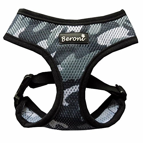 Softgeschirr Hundegeschirr Camouflage tarnmuster tarnfarben Brustgeschirr weich gepolstert VERSTELLBAR für kleine Hunde bis Mops Mesh (XS ( Hals: 21-25cm, Brust: 29-38cm ), Schwarz)