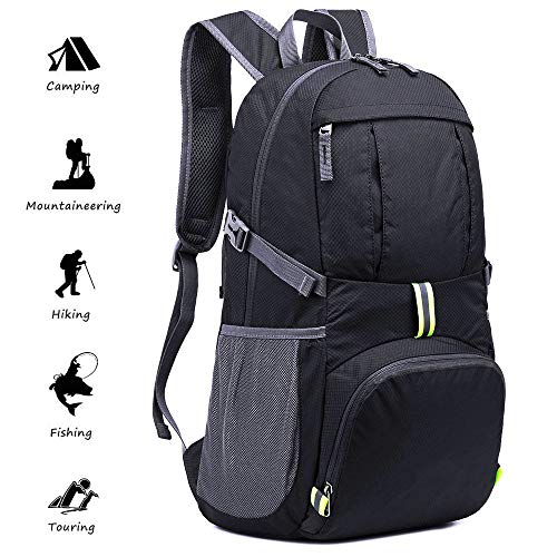 Netspower Wanderrucksäcke, Leichte Packable Trekkingrucksäcke Casual Reiserucksäck Multifunktions Fahrradrucksäck Wasserdichter Rucksäck mit Reflexstreifen für Reisen Klettern Sport Outdoor Camping