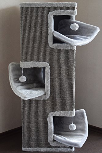 Lemio - Kratztonne 'Crow' 100cm - Kratzbaum - Höhle - Sisal - Katzenbaum (grau)