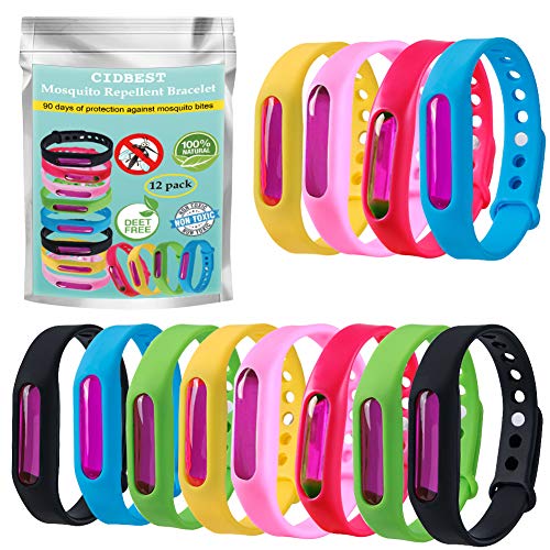 CIDBEST Mückenschutz Armband Anti Mosquito Bracelet Anti Mücken Repellent Armband 12 Stück Insektenschutz-Armband Natürliches Pflanzenöl Wasserdichtes Armband mit Mückenschutz für Kinder Erwachsene