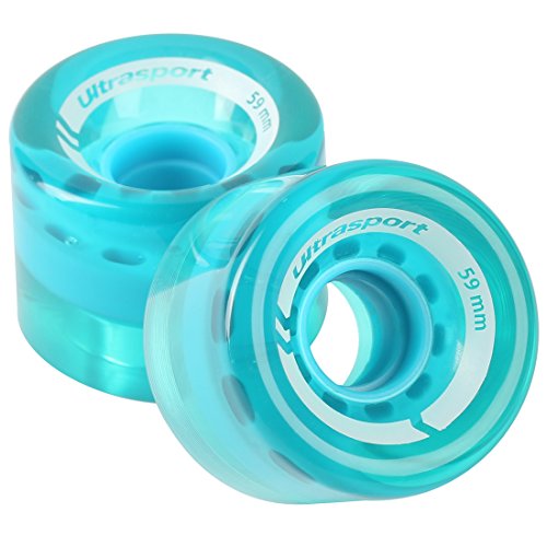 Ultrasport Skateboard-Rollen, aus weicherem Material für Perfekte Haftung Auch auf Schlechter Oberfläche, 2er-Set in Transparent-Blau