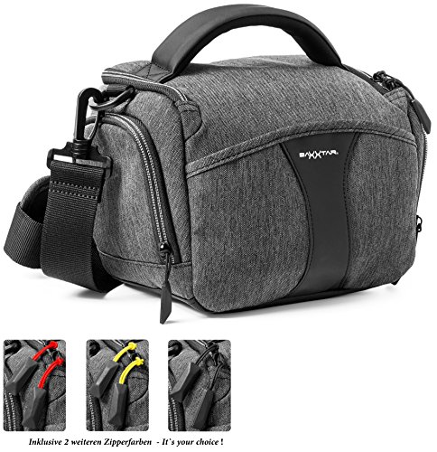 Baxxtar Modena Bridge SLR Kameratasche mit Regencape Schultergurt Gürtelschlaufe/DREI Farben Zipperband - Fuer Canon EOS 200D 750D 1300D - Nikon D3500 D5600