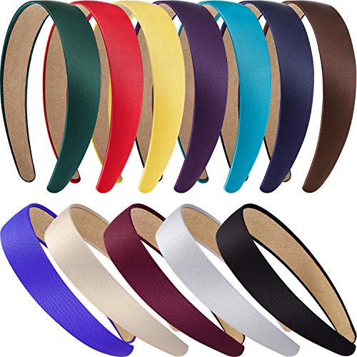 12 Stück Harte Stirnbänder Satin Stirnbänder 1 Zoll Stirnbänder Rutschfeste Band Haarbänder DIY Haarschmuck Stirnbänder Headwear für Damen Mädchen