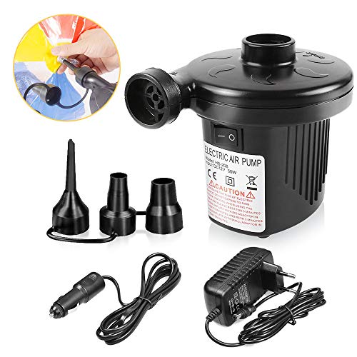 vitutech Elektrische Luftpumpe, 2 in 1 Inflate und Deflate Elektropumpe Power Pump mit 3 Luftdüse Elektrische Pumpe für Luftmatratzen,Schlauchboote,Aufblasbare,Gästebetten,Schwimmtiere Oder Camping