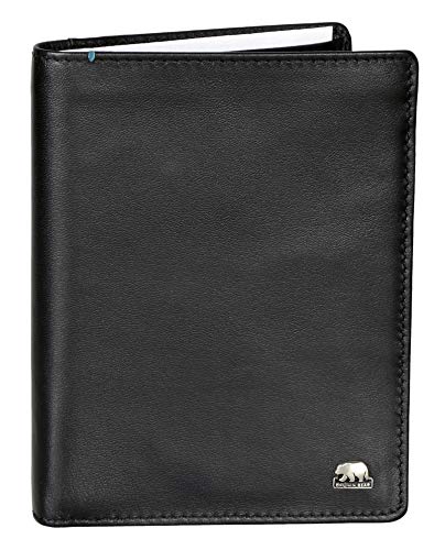 Brown Bear Brieftasche Herren Leder Farbe Schwarz mit RFID Schutz hochwertig Geldbörse ohne Münzfach Hochformat Geldbeutel Männer Portemonnaie Portmonaise Portmonee Ledergeldbeutel Ledergeldbörse
