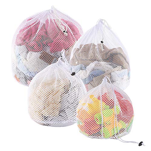 Yoassi 4 Stück Waeschesack Waschmaschine mit Kordelstopper Wäschebeutel Wäschesack für Waschmaschine, Unterwäsche, Babywäsche, Socken, Kaschmir