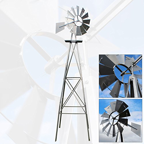 US Windrad 245cm Silber Windmühle Windspiel Kugellager Mühle