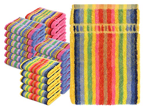 npluseins Waschhandschuhe Multi-Pack - Waschlappen Baumwolle bunt 1442.2027, 4 Packs (24 Stück)