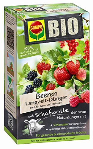 COMPO 20299 BIO Beeren Langzeit-Dünger für alle Beerenpflanzen, Kern- und Steinobst, 5 Monate Langzeitwirkung, 2 kg