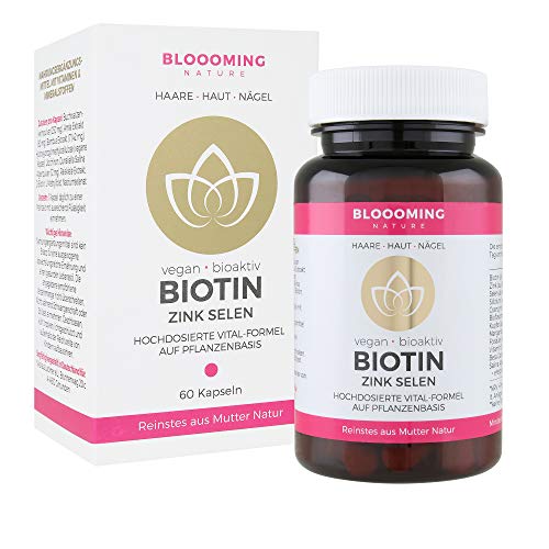 BIOTIN hochdosiert & vegan - natürliche Vital-Formel für gesunde Haare, Haut & Nägel - mit Zink, Selen, Folsäure, Kupfer, Beta Carotin & Vitamin C - Made in Germany, 60 Kapseln