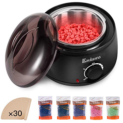 YAOJU Wachswärmer Wax Warmer Wachs Haarentfernung Elektrischer Wachs Haarentfernung Set Enthaaren Wachsgert Waxheater Waxing Kit mit 5X100g Wachsperlen,30 Holzspateln Haarentfernung Schmerzfrei