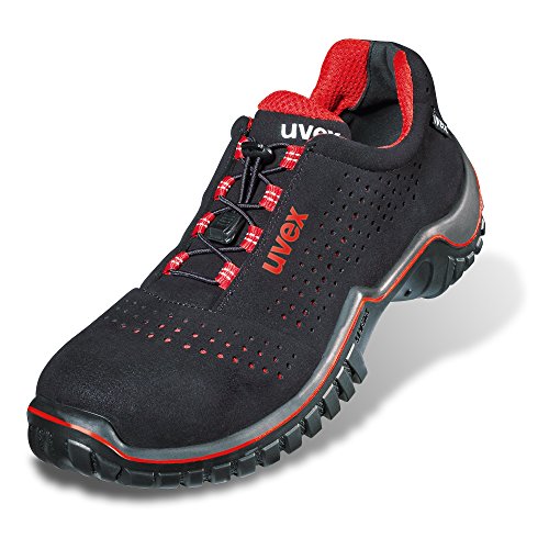 Uvex Safety 6998.8 S1 Gelochte / Perforierte Sicherheitsschuhe / Arbeitsschuhe für Herren / Männer, Rot / Schwarz, Safety Sneaker, Sportlich und Leicht, Größe 44