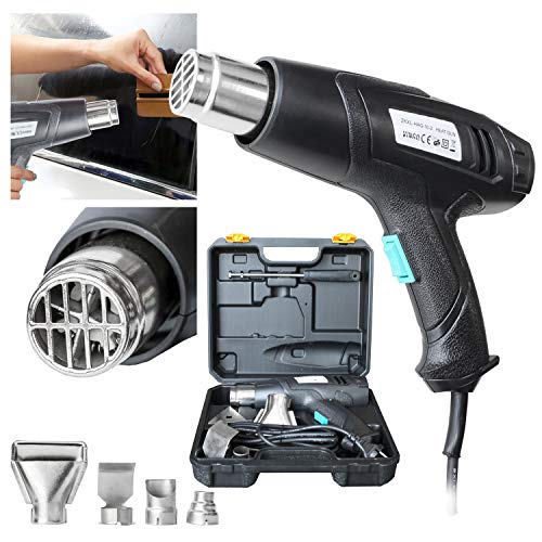 VINGO Heißluftgebläse Heißluftpistole 2000W, Heißluftföhn 4 Nozzles 2 Stufen, 600℃ Heat mit Box