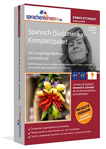 Spanisch (Südamerika)-Komplettpaket: Lernstufen A1 bis C2. Fließend südamerikanisches Spanisch lernen mit der Langzeitgedächtnis-Lernmethode. Sprachkurs-Software auf DVD für Windows/Linux/Mac OS X