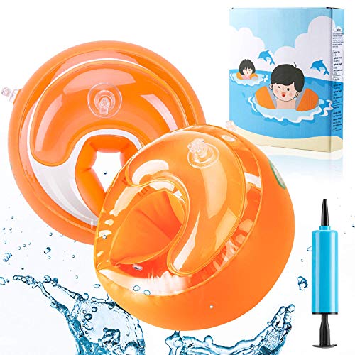 AGPTEK Kinder Schwimmflügel, Sicherheits Schwimmhilfe mit DREI-Kammersystem für Kleinkinder und Babys, Armumfang 21-23cm, Empfohlenes Gewicht 6-20kg, Orange