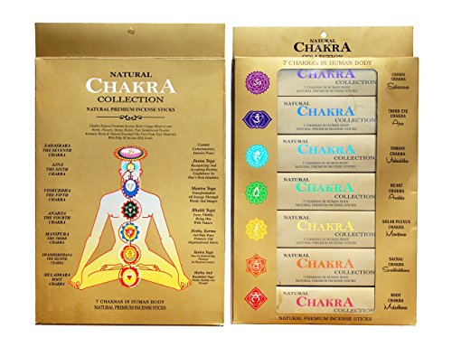 GJ BOON Kollektion Natural Chakra Räucherstäbchen Geschenk Pack. Hand gerollt Räucherstäbchen Sieben Chakren