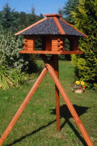 stabiles Futterhaus/Vogelhaus, imprägniert, mit Strukturputzdach mit Ständer