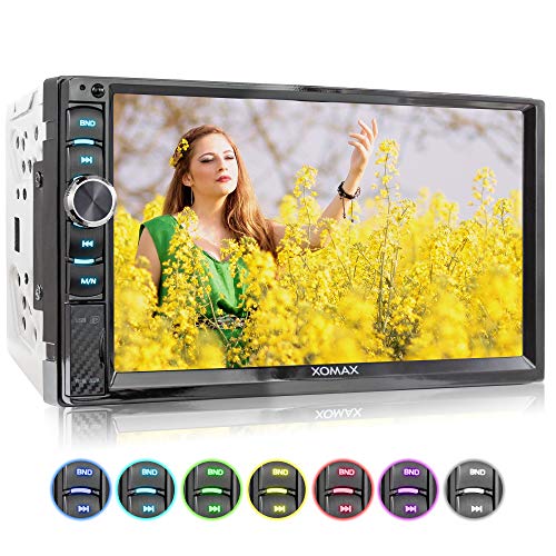 XOMAX XM-2V719 Autoradio mit Mirrorlink für Android, Bluetooth Freisprecheinrichtung, 7 Zoll / 18cm Touchscreen Bildschirm, 7 Beleuchtungsfarben, FM, AUX, SD, USB, 2 DIN