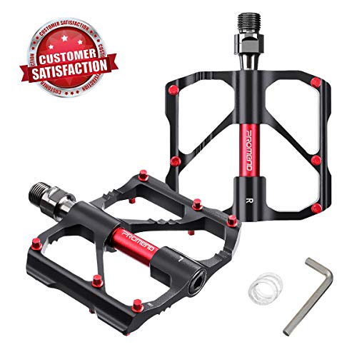 OUTERDO Fahrradpedale,rutschfest Fahrrad Pedale 3 Läger Rennrad Metall Pedale,Aluminiumlegierung Platform Mountainbike Pedale, Achsendurchmesser 9/16 Zoll mit Abgedichtete Lager
