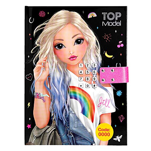 Depesche 10541 Tagebuch mit Code und Sound, TOPModel, schwarz, ca. 20,5 x 15 x 3 cm, bunt