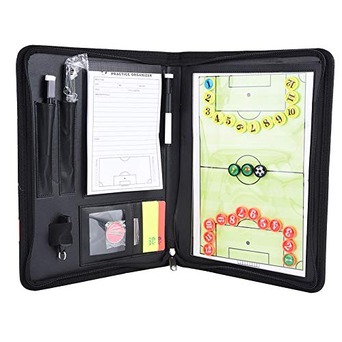 Fußball Taktikmappe Fussball Board, Reißverschlüsse Magnetic Tactic Coach Clip Board Multifunktions Coaching Strategie Board Kit Faltbarer Fußball Basketball Volleyball Taktik Platte Buch Set