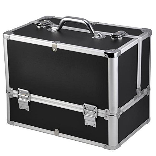Yahee Alu Beautycase Bastelkoffer Etagenkoffer Nähkoffer Angelkoffer 36,5 cm x 22cm x 27cm(schwarz)