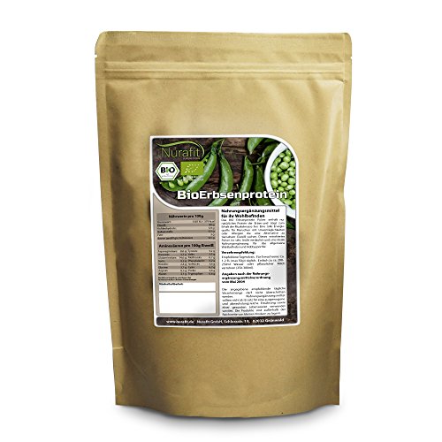 Nurafit BIO Erbsenprotein | pflanzliches Eiweiß 80% | alle essentiellen Aminosäuren | zertifizierte Spitzenqualität nach DE-001-ÖKÖ | 500g / 0,5kg