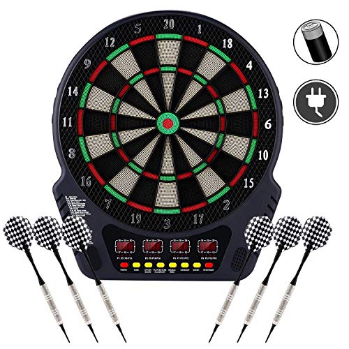 FITTIME Elektronische Dartscheibe, E Dartboards Dartautomat Dartautomat Dartscheibe mit 6 Dartpfeile, Ersatzsspitzen, 27 Spielen und 243 Varianten für 16 Spieler