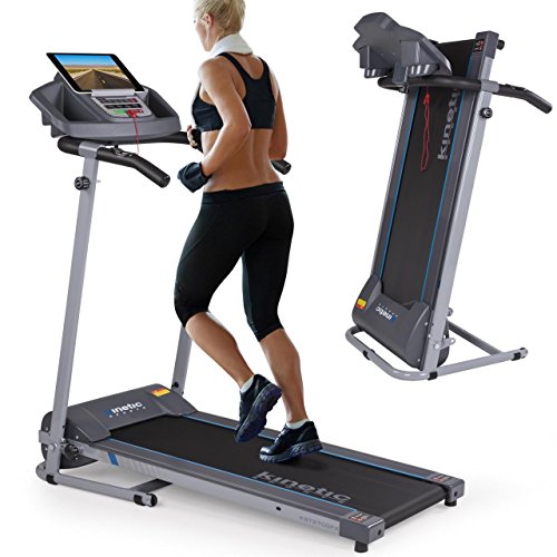 Kinetic Sports Laufband 500 Watt leiser Elektromotor 12 Pogramme, Geh- und Lauftraining, Tablethalterung, stufenlos einstellbar bis 10 km/h, klappbar