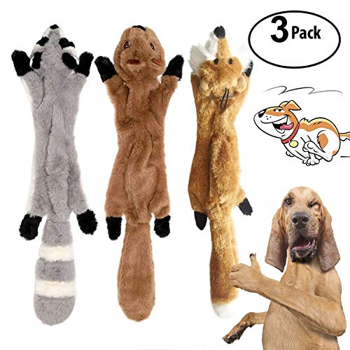 YAMI 3 Pack Hund Quietschende Kauen Spielzeug Keine Füllung Hund Spielzeug Plüsch Tier Hundespielzeug für Kleine Medium Hund