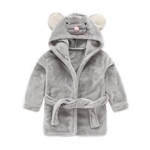 IEUUMLER Children's Hooded Bath Towel Flannel Fleece Pyjamas for Baby Girl Boy Toddler Baby Dressing Gown 0-6 Jahre IE002 (Height:70-80CM(100))