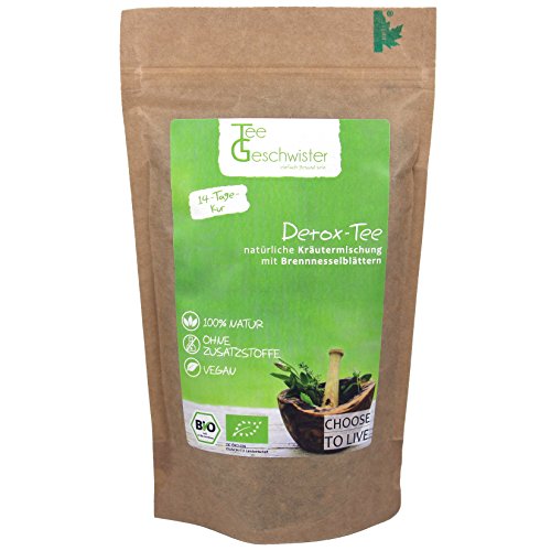 Tee-Geschwister BIO Detox Tee | Brennesseltee zur Begleitung einer Diät oder Entschlackungskur | ohne Zusatzstoffe & zuckerfrei | inkl 14 Tage Detox Kur Guide | Kräutertee aus Deutschland | 85g