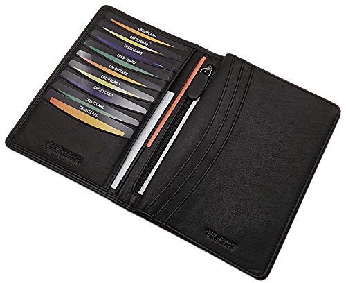 Große Leder Brieftasche mit extra vielen Fächern in Schwarz