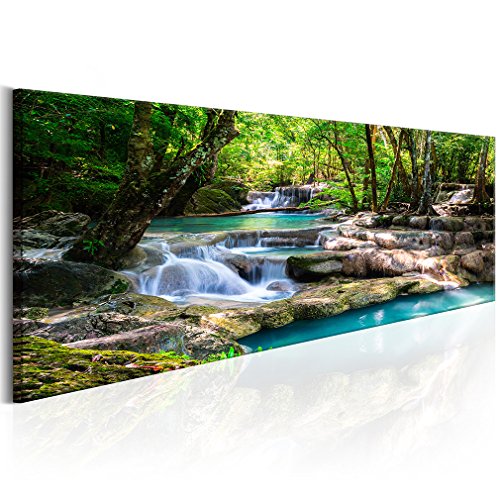 decomonkey | Bilder Wasserfall 120x40 cm | 1 Teilig | Leinwandbilder | Vlies Leinwand | Wandbilder | Wand | Bild | Wandbild | Kunstdruck | Wanddeko | Wald Natur Landschaft