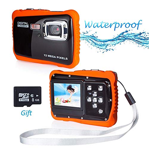 PROACC wasserdichte Kamera für Kinder (bis 3 Meter), Unterwasser Kinderkamera Camcorder HD720p 12MP Digital Sportkamera mit 8 GB Speicherkarte, 2.0 '' LCD-Bildschirm, 8X Digital Zoom, Flash Mic